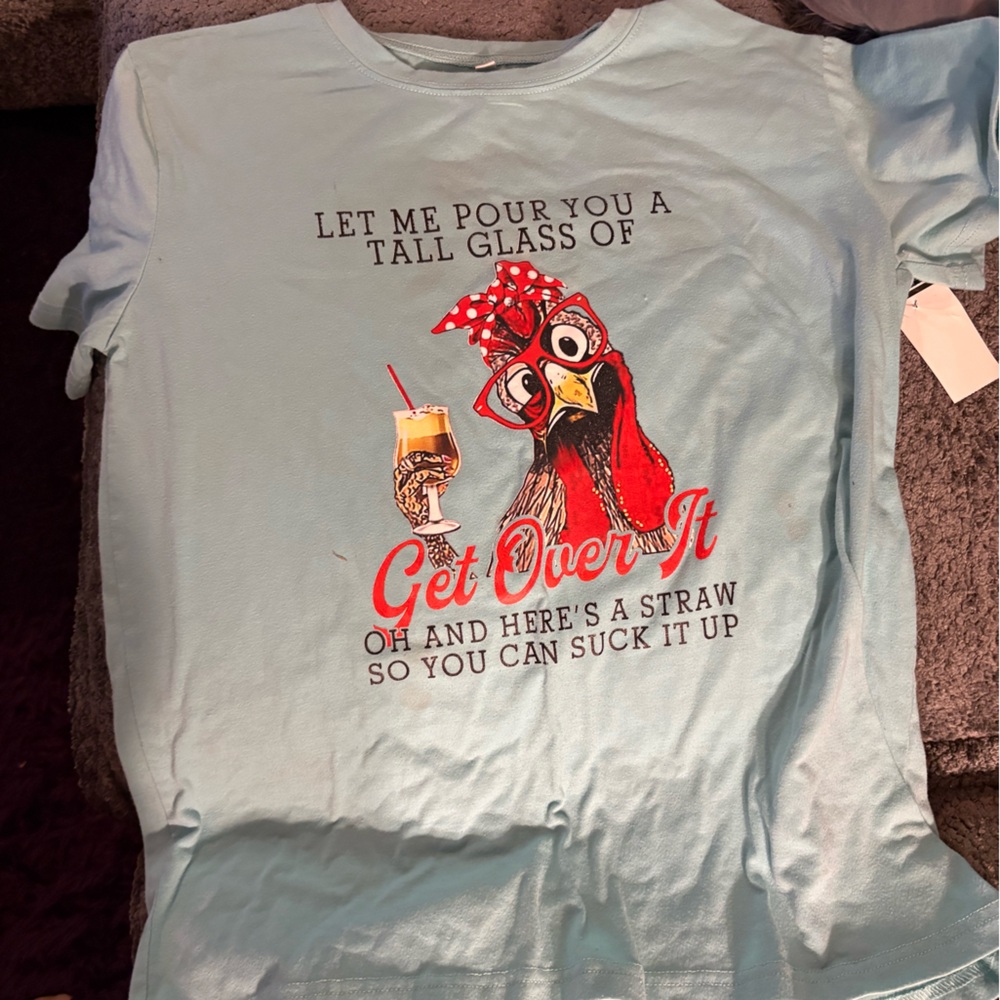 Light Blue Graphic T-Shirt with roster Design